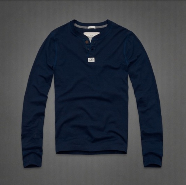 Abercrombie Fitch Hombres Ponte de pie de cuello Largo Remera AF6217